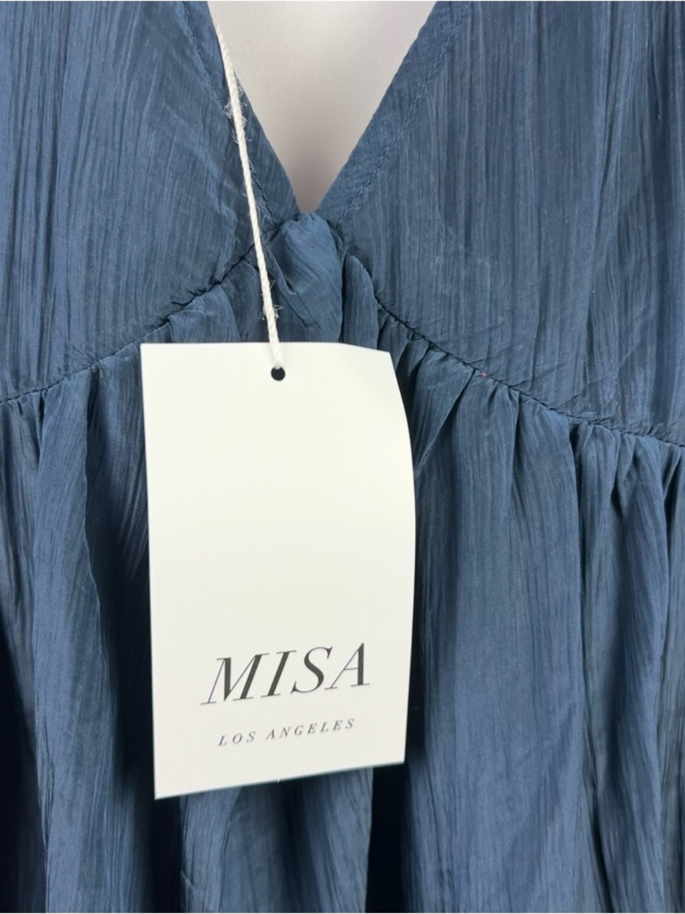 NWT MISA Los Angeles Mahtab Dress XS Navy Blue Tassel Boho Bell Sleeve Mini - Picture 8 of 8